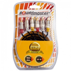 Powermaster 3 rca + 3 rca 1.8 metre gold uçlu ambalajli 1.kalite kablo