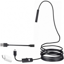 Powermaster 3İn1 Micro Usb+Type C+Pc 8 Mm Işıklı 5 Metre Endeskop Yılan Kamera