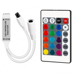 Powermaster 5-12-24 Volt 3X2 Amper Mini 24 Tuşlu Led RGB Kontrol Cihazı