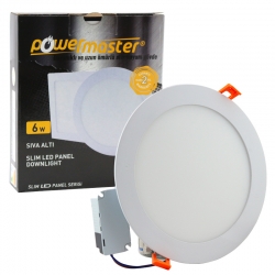 Powermaster 6 watt siva alti 6500k beyaz 106 mm yuvarlak slim led-eco spot panel