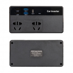 Powermaster cz02/12v-24v 12-24 volt 200 watt 4 usb + type-c girişli araç power inverter