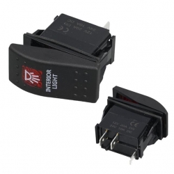 Powermaster ﻿İç Aydınlatma Lambası Sembollü Işıklı 3 Pinli On-Off 12-24V Marin Switch