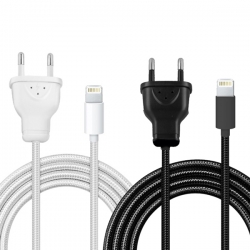 Powermaster iphone serisi 220 fişli örgülü şarj kablosu ( siyah * beyaz )