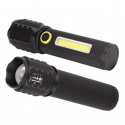 Powermaster JF-72 Power Led, COB Led Zoomlu Flash Özellikli Şarjlı Metal Kasa Profesyonel El Feneri