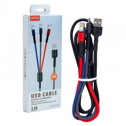 Powermaster jkx-44 usb to micro usb type-c lightning 3lü 2.4 amper şarj kablosu