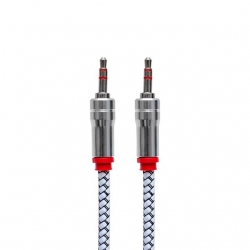 Powermaster Metal Başlıklı Örgülü Erkek - Erkek 1.5 Metre Stereo Aux Kablo