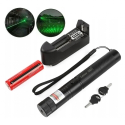 Powermaster om-1201 18650 pilli şarjli anahtar emniyetli yeşil lazer pointer (50 km)