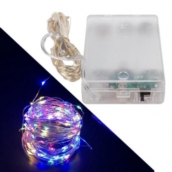 Powermaster Pilli RGB 4 Renkli Yanıp  Sönen 10 Metre Kablolu Bağ Led