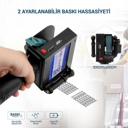 Powermaster PM-10878 4.3'' Dokunmatik Ekranlı Şarjlı Endüstriyel El Tipi Portatif Mürekkep Yazıcı
