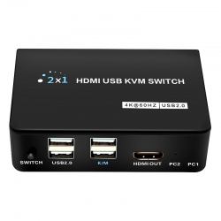 Powermaster pm-11789 4k hdmi usb kvm switch 2x1