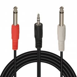 Powermaster pm-13934 3.5 mm stereo erkek/2x6.3 mm mono erkek 5 metre ses kablosu