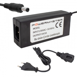 Powermaster pm-14311 16 volt - 3 amper 5.5*2.5 mm uçlu plastik kasa santral adaptörü (masaüstü)
