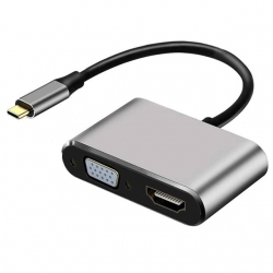 Powermaster PM-18227 TYPE-C To HDMI-VGA Notebook Macbook 4K UHD Görüntü Çevirici Adaptör 10CM