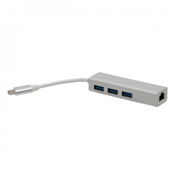 Powermaster pm-18229 usb type-c 3.0 3 port hub + gigabit ethernet adaptör