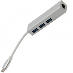 Powermaster pm-18229 usb type-c 3.0 3 port hub + gigabit ethernet adaptör