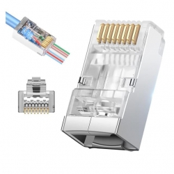 Powermaster PM-25748 EZ Plug Yeni Nesil 8 Pin Açık Uçlu RJ45 Soket 8P/8C (100’Lük Paket)