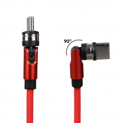 Powermaster pm-25904 kirmizi 3in1 (type c- lightning- micro usb) manyetik uç taşinabilir şarj kablosu