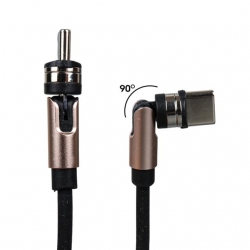 Powermaster PM-25906 Siyah 3İn1  (Type C- Lightning- Micro Usb) Manyetik Uç Taşınabilir Şarj Kablosu