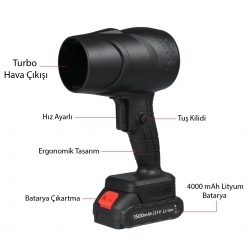Powermaster pm-26235 48v 4000mah mini jet turbo hava üfleyici fan