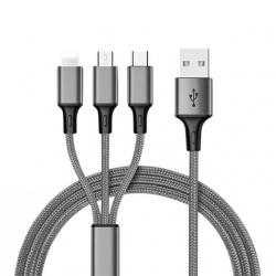 Powermaster PM-26335 3 IN 1 Gümüş 1.2 Metre Şarj Kablosu