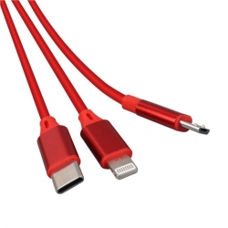Powermaster PM-26345 3 IN 1 Kırmızı Şarj Kablosu