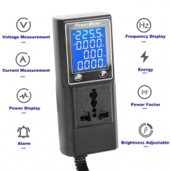 Powermaster PM-26400 Volt Amper Watt HZ Güç Ölçer Dijital Ekranlı (Powermeter)
