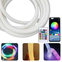 Powermaster PM-26417 Animasyonlu Bluetooth Neon RGB Kumaş Örgülü Hortum Led 5 Metre 201 Modlu