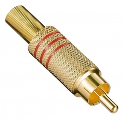 Powermaster pm-26484 tos rca fiş metal gold erkek konnektör (kirmizi kodlu)