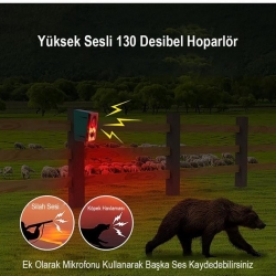 Powermaster PM-26944 Yüksek Sesli Hayvan Kovucu Alarm Cihazı 130Db Şarjlı Solar Panelli