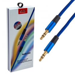 Powermaster pm-3778 3.5 mm 1.2 metre erkek/erkek örgülü lacivert stereo aux kablo