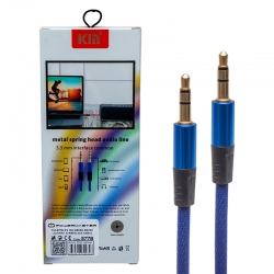 Powermaster pm-3778 3.5 mm 1.2 metre erkek/erkek örgülü lacivert stereo aux kablo