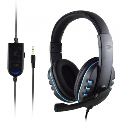 Powermaster pm-4277 3.5mm jackli siyah/mavi 1.2 metre kablolu mikrofonlu kulak üstü kulaklik