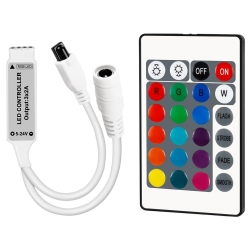 Powermaster pm-4615 mini 24 tuşlu 5 volt - 12 volt - 24 volt - 3.2 amper kumandali rgb led kontrol cihazi