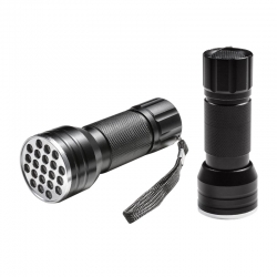 Powermaster pm-6351 uv işinli 21 ledli 10 cm metal kasa pilli el feneri
