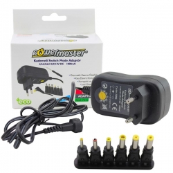 Powermaster pm-7215 3 volt - 12 volt - 1 amper 30w ayarli switch mode adaptör