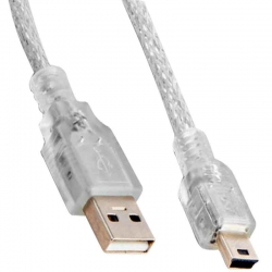 Powermaster usb 2.0 5 metre şeffaf usb am mini 5 pin kablo