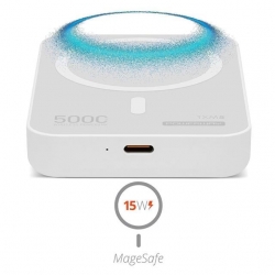Powerway 5.000Mah PD15W Magsafe Kablosuz Wireless Taşınabilir Şarj Cihazı Beyaz Powerbank TXM5