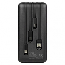 Powerway TX108 Dijital Göstergeli 4 Çıkışlı 10000 Mah Powerbank Siyah