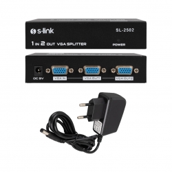 S-link sl-2502 2 port vga splitter dağitici (250mhz - 1920x1080)