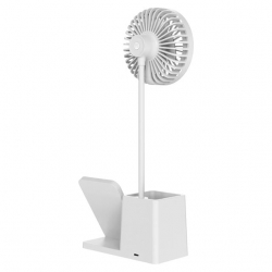 S-Link SL-M9055 10 Watt Kablosuz Şarj İstasyonlu Fanlı Kalemlikli Masa Lambası (Beyaz)