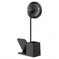 S-Link SL-M9055 10 Watt Kablosuz Şarj İstasyonlu Fanlı Kalemlikli Masa Lambası (Siyah)