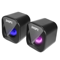 Snopy sn-83u led işikli 2w*2ch siyah usb 2.0 rgb işikli gaming 1+1 mini speaker hoparlör