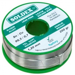 Soldex kurşunsuz 1.2mm 200 gram lehim teli sn99.3/cu 0.7