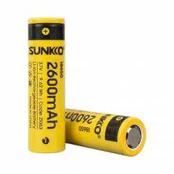 Sunkko 3.7 volt 2600 mah 18650 şarj edilebilir pil (tekli)