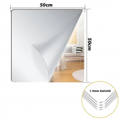 Sunup sn-24979 50x50cm kendinden yapişkanli esnek pvc duvar aynasi panel sticker çikartma
