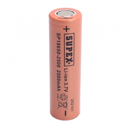 Supex 18650-2500 3.7 volt 2500 mah düz kafa li-ion pil tekli