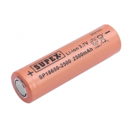 Supex 18650-2500 3.7 volt 2500 mah düz kafa li-ion pil tekli