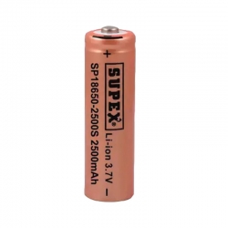 Supex 18650-2500s 3.7 volt 2500 mah başlikli li-ion pil tekli