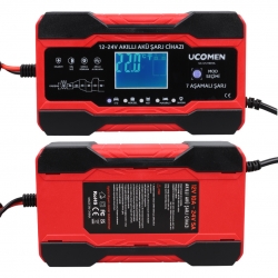 Ucomen uc-c121001a kirmizi 12/24 volt 10 amper led göstergeli akü şarj cihazi
