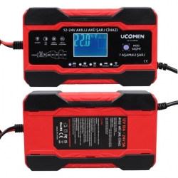 Ucomen UC-C121001A Kırmızı 12/24 Volt 10 Amper Led Göstergeli Akü Şarj Cihazı